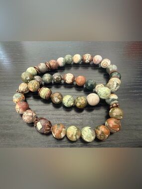 Natural Jasper Beaded Stretch Bracelets